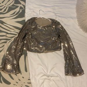 Tularosa bell sleeve sequin top